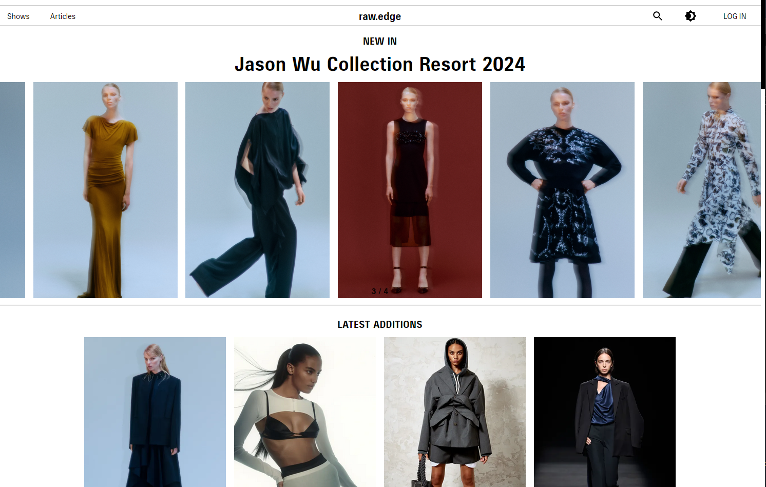 Homepage with the most recent shows and a carousel of the latest one.