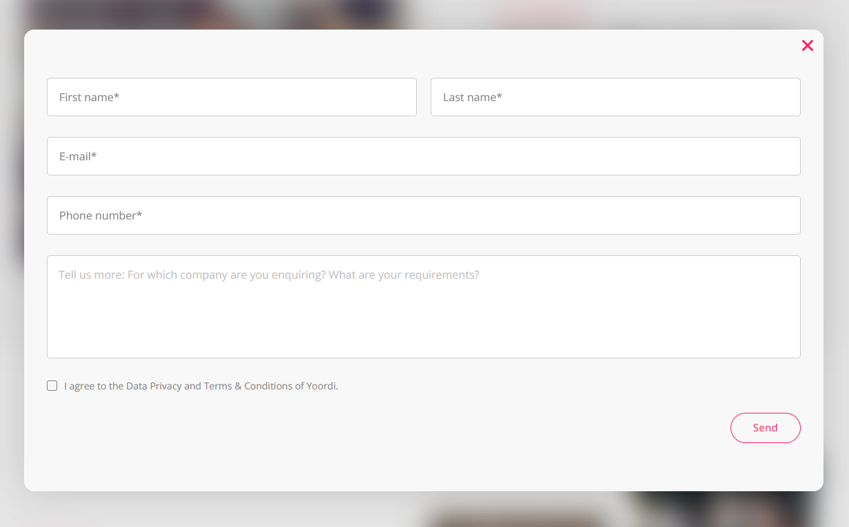 Contact form which connects the user to the company HubSpot and sends an email to the marketing teams channel